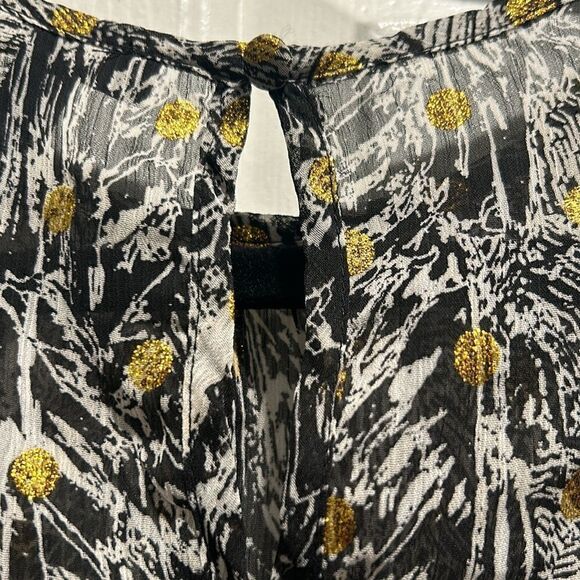 NWT Aqua Black/White/Gold Blouse, Size Large - Picture 9 of 10